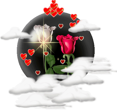 DE TON NUAGE MON ANGE JE TE DONNE 2 BELLES ROSES LA BLANCHE POUR TA PURETE. LA ROUGE LA PASSION